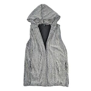 Shannon‎ Passero Lola Faux Fur Hooded Vest Jacket Womens L Gray Preppy Boho Soft